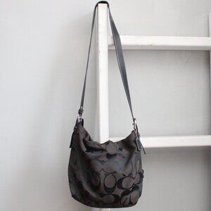 Coach VTG Y2K Black Soho Signature Duffle Canvas Leather Shoulder Crossbody Bag